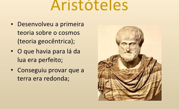 Um Slide com algumas teorias de Aristóteles. A Astronomia de Aristóteles