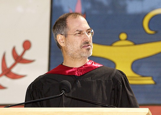 Steve Jobs, o criador da Apple, na Universidade de Stanford